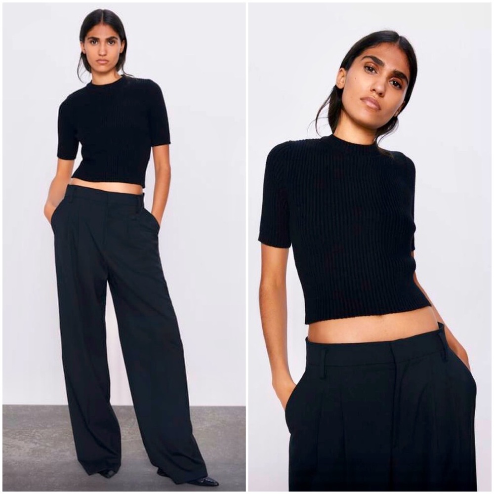 NWT ZARA Ribbed Cropped Sweater Knit Top